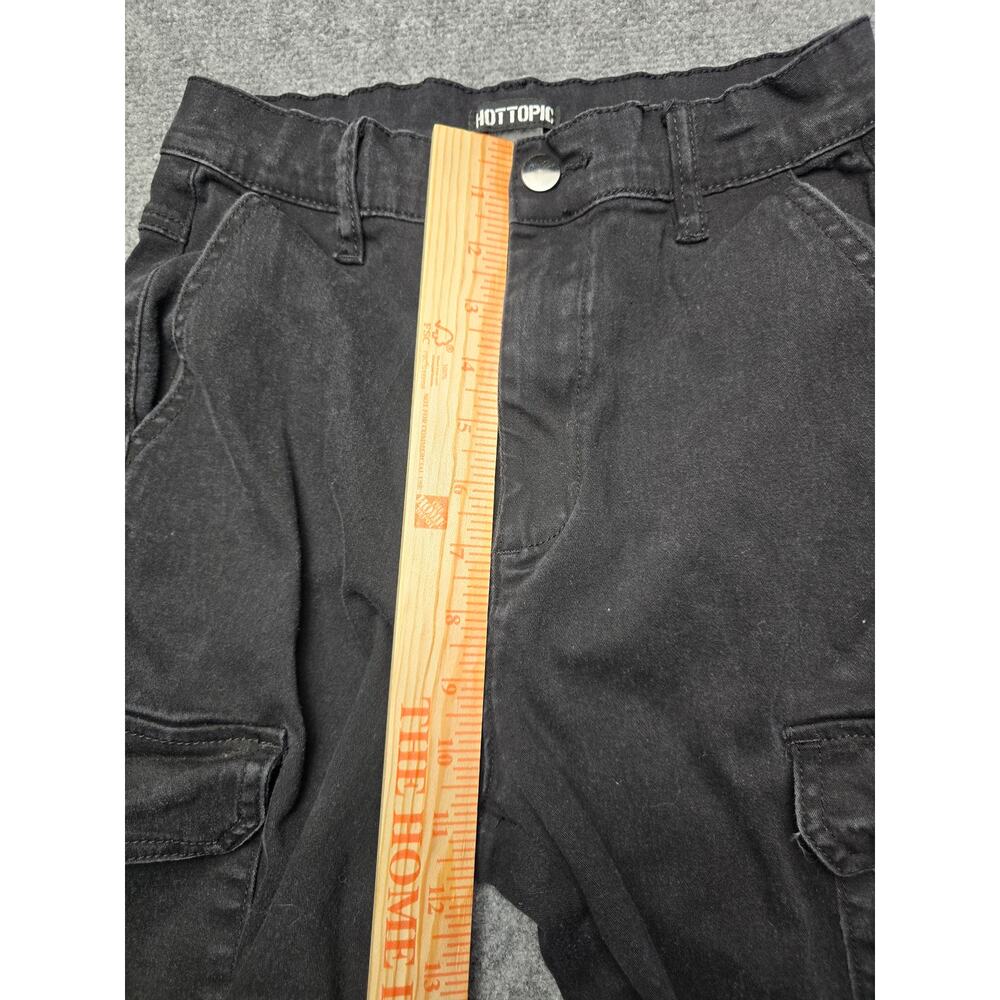 Hot Topic Black Cargo Pants Women's M Y2K Goth Punk Tapered Joggers - Picture 6 of 7